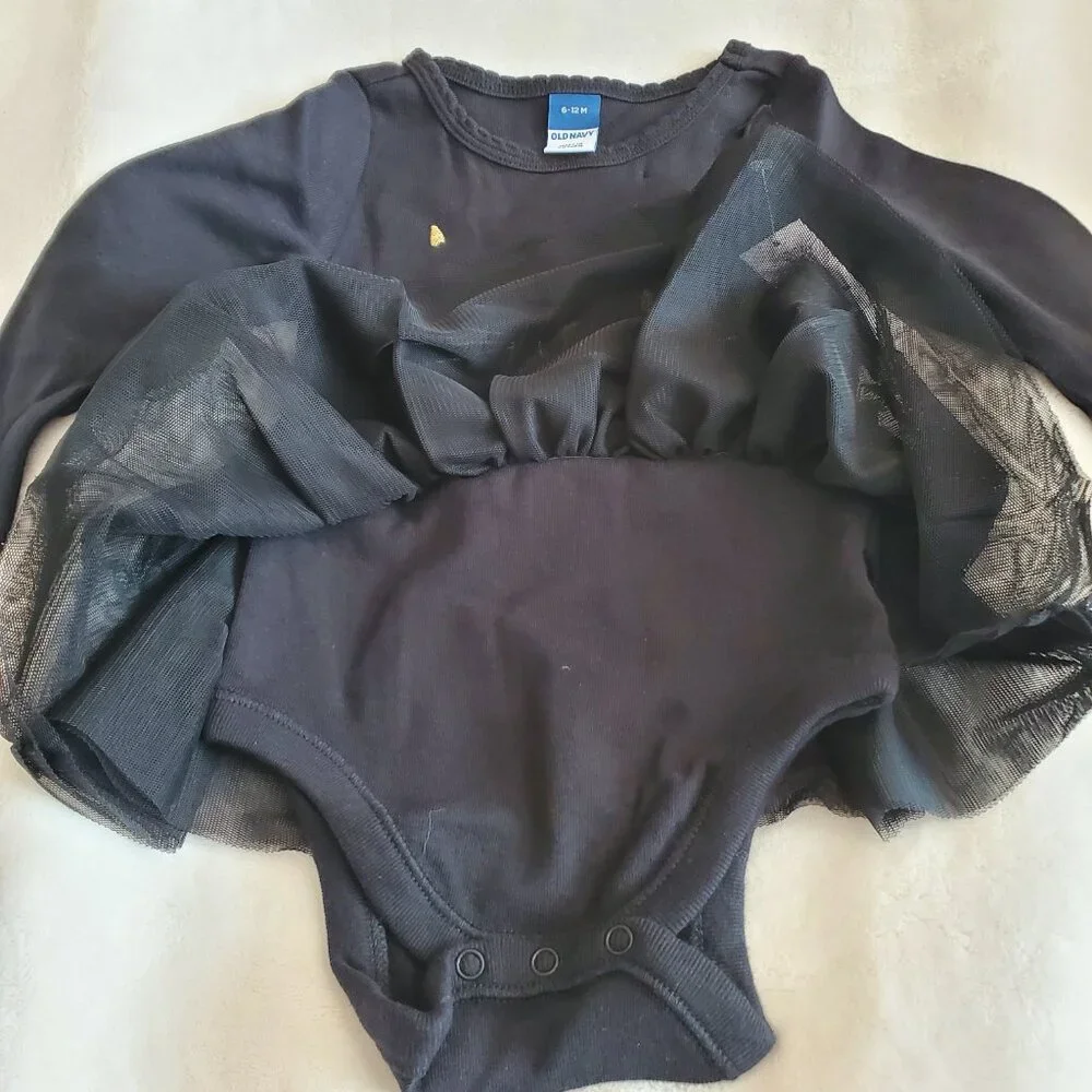 NEW Old Navy‎ Girls Baby One Piece Dress Black Cat Gold 6 - 12 months